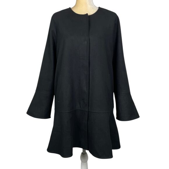 J.jill Soft-brushed Flounce-hem Jacket In Black Medium Minimalist Contemporary - Picture 2 of 8